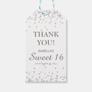 Süße 16 Danke Weiß Silber Glitter Geschenkanhänger