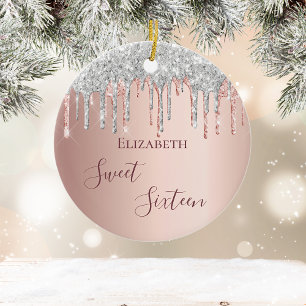 Süße 16. Geburtstags-Roségold-Pink Keramik Ornament