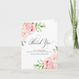 Süße 16. Geburtstagsröte Rosa Pfingstrose Floral G Dankeskarte