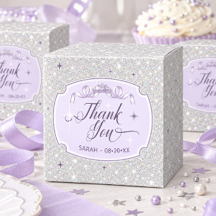 Süße 16 Glitzernde Dankeschön Silber Violett ID133 Geschenkschachtel