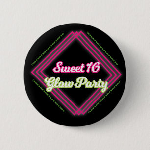 Süße 16 Glow-Party-Andenken-Button-Pins Button