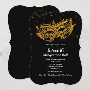 Süße 16 Goldmasken-Maskenball-Einladung Einladung