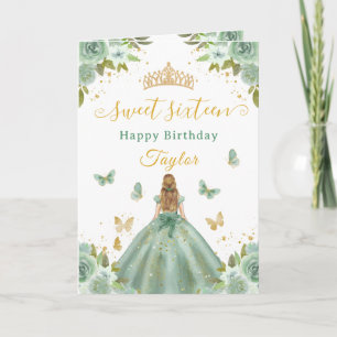 Süße 16 Grüne Prinzessin Blonde Mädchen Karte