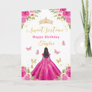 Süße 16 Heiß Rosa Prinzessin Afroamerikanisches Mä Karte