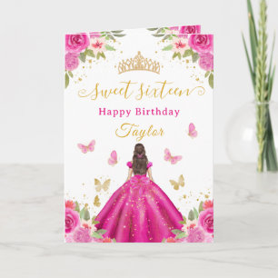 Süße 16 Heiße Rosa Prinzessin Brünette Mädchen Karte