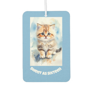 Süße 16 Katze Bild Text Blau Autolufterfrischer