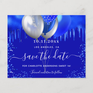 Süße 16 königsblaue Ballons Save the Date Flyer