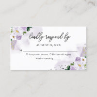 Süße 16 Lila Aquarell Blumen RSVP Beilagekarte