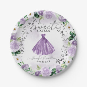 Süße 16 Lila Blumenkleid Papierplatten Pappteller
