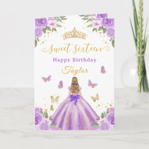 Süße 16 lila Prinzessin Blondes Mädchen Karte