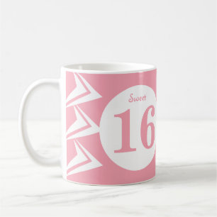 Süße 16 Monogramm Name rosa und weiß Kaffeetasse