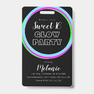 Süße 16 Neon-Party Glow Geburtstag Ausweis ID 