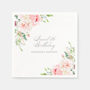 Süße 16-Party Elegante rosa Pfingstrose individuel Serviette