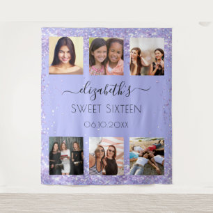 Süße 16-Party-Lavendel-Fotocollage Wandteppich
