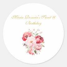 Süße 16 personalisierte Blumenaufkleber