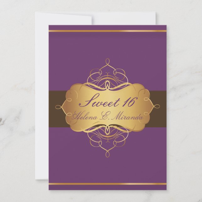 Süße 16/Pflaumenschokolade/ Tiara Einladung (Vorderseite)