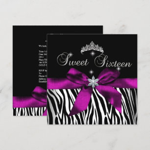 Süße 16 Pink Zebra Schwarz Weiß Diamanten Einladung
