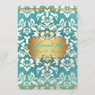 Süße 16/ Prinzessin/Perldampfer/aquamarin Einladung