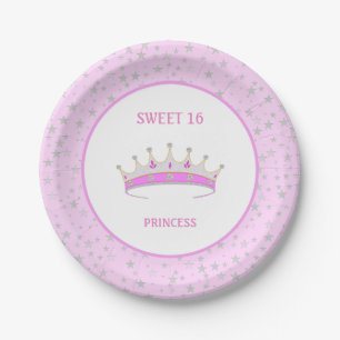 Süße 16 Prinzessin Tiara & Sterne Konfetti Pappteller