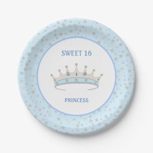 Süße 16 Prinzessin Tiara & Sterne Konfetti Pappteller