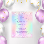 Süße 16 rosa lila Glitzer - Aufforderung zur Einre Flyer<br><div class="desc">Bitte beachten Sie, dass diese Einladung auf Flyer Papier und sehr dünn ist. Umschläge sind nicht enthalten. Für dickere Einladungen (gleiche Gestaltung) besuchen Sie bitte unseren Shop. Eine mädchenhafte und feminine Sweet 16, 16. Geburtstagsfeier Einladung. vorne: Ein Regenbogen, holografischer Hintergrund in lila, rosa, minzgrün, Rose gold. Glitzer mit rosa Imitaten...</div>