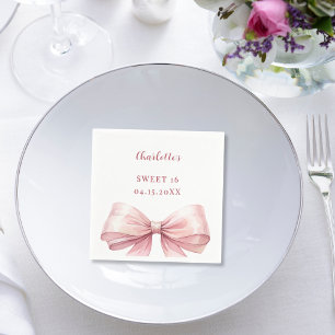Süße 16 rosa Schleife elegant modern Serviette
