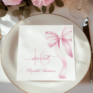 Süße 16 rosa Schleifen Servietten