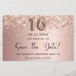 Süße 16 roségold Save-the-Date-Karte