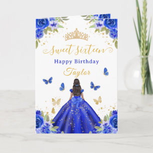 Süße 16 Royalblaue Prinzessin Afroamerikanisches M Karte