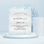 Süße 16 silberblaue Glitzer - Haushaltseinladung Flyer<br><div class="desc">Bitte beachten Sie, dass diese Einladung auf Flyer Papier und sehr dünn ist. Umschläge sind nicht enthalten. Für dickere Einladungen (gleiche Gestaltung) besuchen Sie bitte unseren Shop. Für einen eleganten Sweet 16, 16. Geburtstag. Ein Imitat silber metallisch aussehender Hintergrund. Mit blauen Imitaten Glitzer Staub. Personalisieren und fügen Sie Namen, Alter...</div>