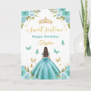 Süße 16 Türkis Prinzessin Braunes Mädchen Karte