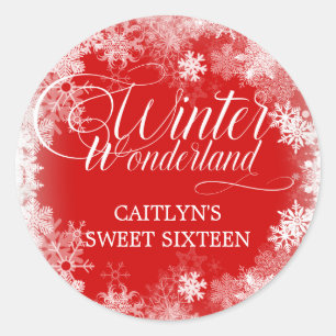 Süße 16 Winterwunderland-Schneeflocke-Geschenkpart Runder Aufkleber