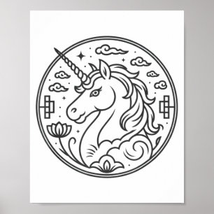 Süße 2026 Pferdejahr Mädchen liebt Einhorn Sternze Poster