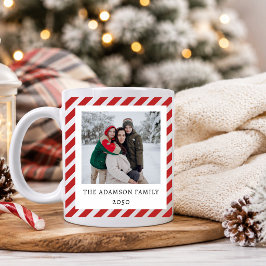 Süße 2-Foto-Collage Weihnachten Rote Streifen Benu Kaffeetasse