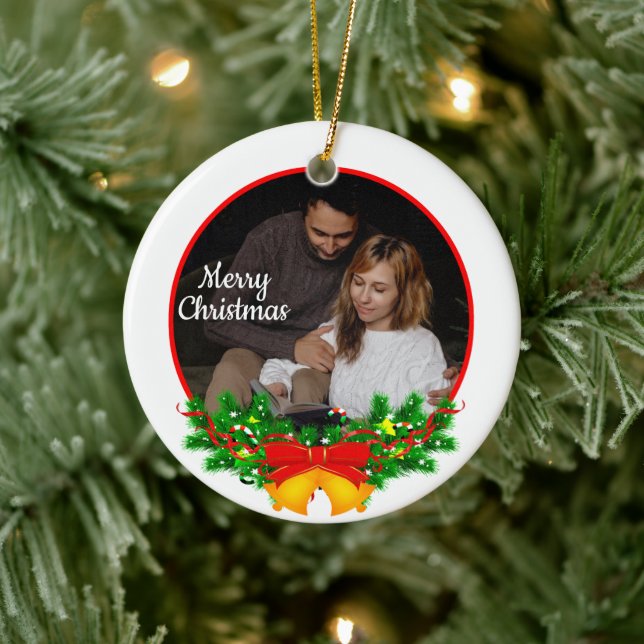 Süße 2-Foto-Rahmen-Weihnachts-Keramik-Ornament Keramik Ornament (Baum)
