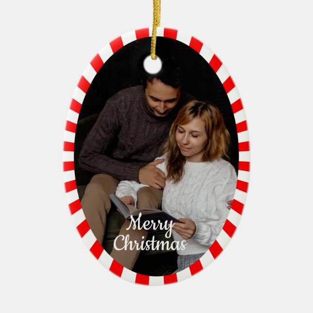 Süße 2-Foto-Rahmen-Weihnachts-Keramik-Ornament Keramik Ornament (Vorne)