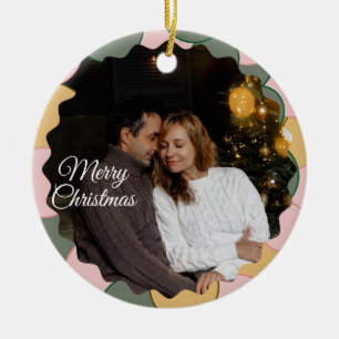 Süße 2-Foto-Rahmen-Weihnachts-Keramik-Ornament Keramik Ornament