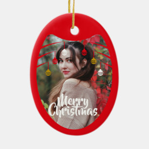 Süße 2-Foto-Rahmen-Weihnachts-Keramik-Ornament Keramik Ornament