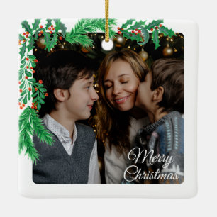 Süße 2-Foto-Rahmen-Weihnachts-Keramik-Ornament Keramikornament