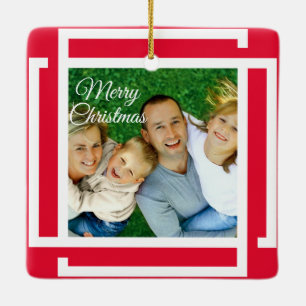 Süße 2-Foto-Rahmen-Weihnachts-Keramik-Ornament Keramikornament