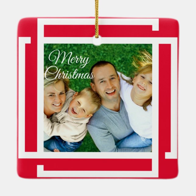 Süße 2-Foto-Rahmen-Weihnachts-Keramik-Ornament Keramikornament (Rückseite)