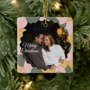 Süße 2-Foto-Rahmen-Weihnachts-Keramik-Ornament Keramikornament