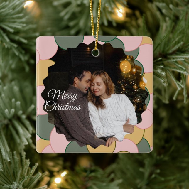 Süße 2-Foto-Rahmen-Weihnachts-Keramik-Ornament Keramikornament (Baum)