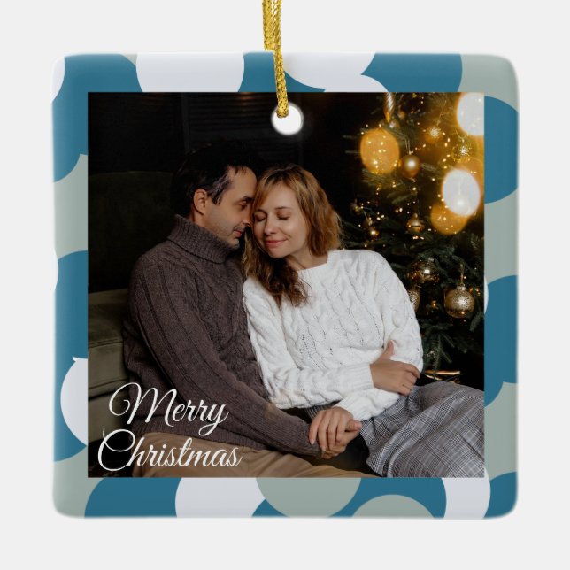 Süße 2-Foto-Rahmen-Weihnachts-Keramik-Ornament Keramikornament (Vorderseite)