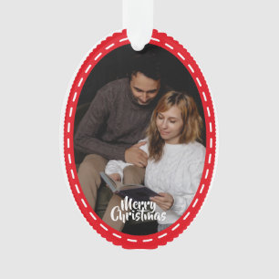 Süße 2-Foto-Rahmen-Weihnachts-Keramik-Ornament Ornament