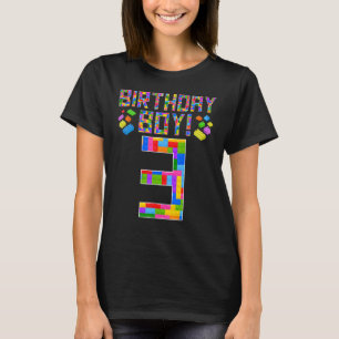 Süße 3. Geburtstag 3 Jahre alte Blockbau Jungen  T-Shirt