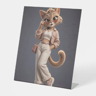 Süße 3D-animierte Katzen-Flanelldecke für Kinder - Sockelschild