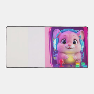 Süße 3D-Cartoon-Retro-Gamer-Chinchilla-Gaming-Schr Schreibtischunterlage