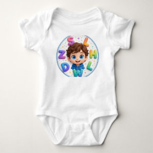 Süße 3D-Jungen-Buchstaben-Body für Babys in bunten Baby Strampler