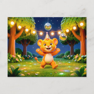 Süße 3D-Leo-Figur-Illustration Postkarte